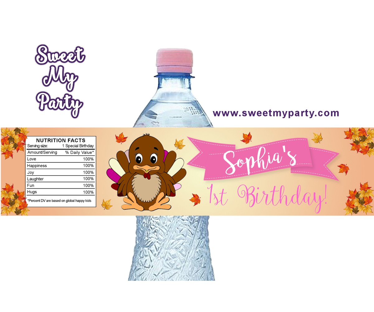 Turkey birthday water bottle labels,(001)